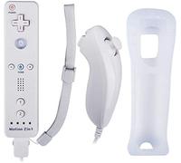 Atopoo Wii Télécommande, manette de jeu à distance remplaçable avec manette Nunchuck, étui en silicone et dragonne pour Nintendo Wii et Wii U (blanc)