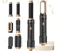 Atopskins Air Brush 6 en 1 Air Styler Set, Seche Cheveux Brosse Chauffante Brushing et 1000W SèChe-Cheveux, Boucleur a Air, Brosse Lissante Chauffante, Thermal Brush, Brosse Coiffante, Noir