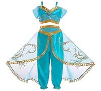 Atorcher Costume de princesse Jasmine pour filles - Costume de princesse à paillettes pour enfants