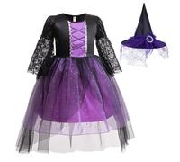 Atorcher Costume de sorcière pour enfants - Robe d'Halloween avec chapeau (8 à 9 ans)