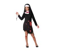 Atosa-65866 Déguisement Religieuse Ensanglanté, Femme, 65866, Noir, 7-9 Ans