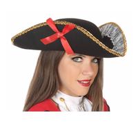 Tricorne noir de pirate avec dentelle noir G