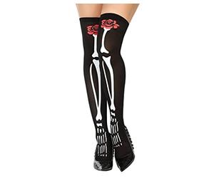 ATOSA collants d'os avec rose halloween noirs