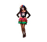 Atosa déguisement squelette mexicain robe noire femme adulte XL