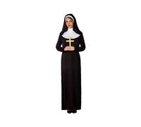 Atosa - Déguisement de nonne femme adulte - Voile blanc, robe noire à col, manchon de rangement - XL