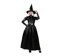 ATOSA | Costume de sorcière noire femme adulte | Sorcières, sorciers|Déguisements pour Halloween, Carnaval|Comprend un chapeau, une robe longue et une ceinture | Confortable, amusant et original | XXL