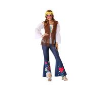 Atosa Déguisement Hippie Femme – Pantalon, tunique et gilet inclus – Taille M/L Multicolore