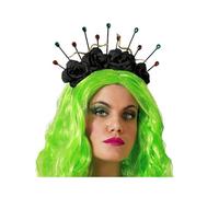 Atosa Couronne de fleurs pour cheveux - Noir - Femme - Reine maléfique / Halloween / Médusa / Fantaisie - Carnaval - Plastique