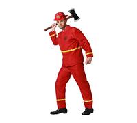 Atosa Déguisement complet de pompier pour homme adulte rouge réfléchissant jaune Ensemble veste et pantalon d'urgence pour fête Halloween et carnaval