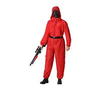 Atosa | Déguisement complet rouge pour adultes | Inspiré par Squid Game et Money Heist | Costume à capuche et ceinturé | Parfait pour le carnaval, l’Halloween et les fêtes à thème | XL