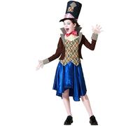 Atosa Déguisement de chapeau fou pour fille avec chapeau, veste, gilet, nœud papillon et jupe Idéal pour carnaval, Halloween et fêtes à thème 3-4 ans