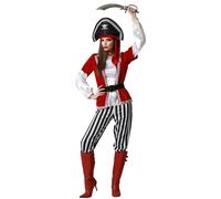 Atosa déguisement pirate pantalon rayé noir et rouge blanc adulte M