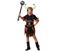 Atosa | Déguisement de guerrier viking pour fille | Robe courte avec fourrure sur les épaules et ceinture en cuir | Parfait pour le carnaval et les fêtes à thème | 1-12 ans