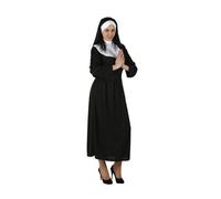 ATOSA | Déguisement de nonne Femme Adulte | Voile blanc et robe noire à col | Costume religieux catholique pour fête costumée, Halloween et carnaval | Manchon de rangement pratique | M-L