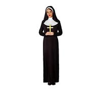 ATOSA | Déguisement de nonne Femme Adulte | Voile blanc et robe noire à col | Costume religieux catholique pour fête costumée, Halloween et carnaval | Manchon de rangement pratique | XS-S