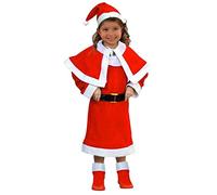 Déguisement mère Noël fille en feutrine taille 3-4 ans - Rouge et blanc - Pour enfant de 24 mois à 2 ans