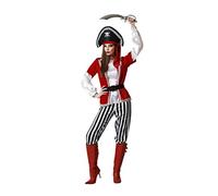 Atosa déguisement pirate pantalon rayé noir et rouge blanc adulte M