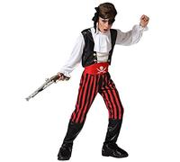 Atosa Déguisement pirate pantalon rayé noir et rouge enfant garçon 5-6 ans