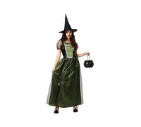 Atosa déguisement sorcière vert avec chapeau femme adulte XS