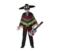 ATOSA déguisement squelette poncho musical noir drôle pour garçon