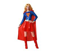 Atosa Déguisement Superwoman – Robe bleue et rouge, Cape rouge – Femme Adulte M