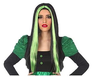 ATOSA perruque longue lisse halloween 60cm verte