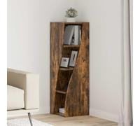 Atosonza Armoire d'angle 32 x 32 x 102 cm en chêne fumé moderne pour salon, chambre à coucher, bureau, couloir, commode avec 4 étagères, verrouillable, peu encombrant et durable