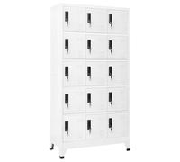 Atosonza Armoire de rangement blanche 90 x 40 x 180 cm en acier avec 15 portes verrouillables pour bureau, école et entrepôt avec fentes d'aération et porte-badges nominatifs, convient pour vêtements