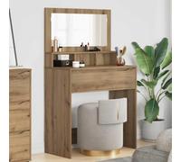 Atosonza Coiffeuse pour chambre à coucher en chêne Artisan 80 x 39,6 x 135 cm avec miroir, espace de rangement, tiroirs, organiseur, éclairage, idéale pour chambre à coucher, dressing, fille, chambre