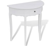 Atosonza Table console avec tiroir, blanche, semi-circulaire, table d'appoint, table d'appoint, table de couloir, avec espace de rangement, pour salon, chambre à coucher, entrée, balcon