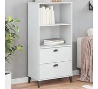 Atosonza VIKEN Bibliothèque blanche 60 x 35 x 123 cm en bois avec 2 tiroirs et 2 compartiments ouverts pour salon, bureau, chambre d'enfant et bureau, meuble de rangement polyvalent