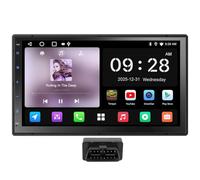 ATOTOEXCEL 2 DIN Android Autoradio avec Carplay & Android Auto sans Fil, 7 Pouces Écran Tactile Radio Voiture, Wi-FI Hotspot USB, Bluetooth OBD2, Navigation et Suivi GPS, DSP FM AM, AI Chat