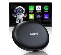 ATOTOZONE AD5 sans Fil CarPlay & Android Auto, Boîte Vidéo Plug & Play pour Voiture, Mise à Niveau 2025 AI Box CarPlay avec Youtube, Dual Wi-FI, Bluetooth, ChatGPT, Noir Carbone