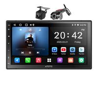 ATOTOZONE Autoradio Android A5L double DIN avec caméra de recul et caméra embarquée DVR 7" sans fil CarPlay Android Auto, ChatGPT-AI, navigation GPS, WiFi/Bluetooth/USB, 24 EQ DSP, 2G + 32G