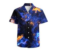 ATOurDealss Chemise hawaïenne amusante à manches courtes avec bouton graphique 3D pour homme Taille L, Bleu fumé., M