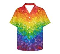 ATOurDealss Chemise hawaïenne décontractée pour homme avec boutons et col cuba 3XL, Cœurs arc-en-ciel., L