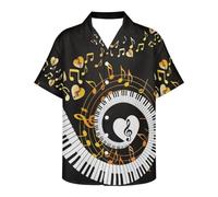 ATOurDealss Chemise hawaïenne décontractée pour homme avec boutons et col cuba 3XL, Note de musique., L