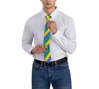 ATOurDealss Cravate à rayures avec motif drapeau du Gabon pour homme, comme sur l'image, taille unique