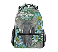 ATOurDealss Grand sac à dos élégant avec motif éléphant et marguerite sur rayures pour ordinateur portable, voyage, école, avec plusieurs poches, comme sur l'image, taille unique