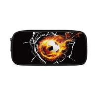 ATOurDealss Grande boîte à crayons motif football de feu pour garçons et filles - Grand organiseur de marqueurs pour la rentrée scolaire des enfants, Football pompier., Taille unique, Trousse à