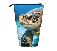 ATOurDealss Grande trousse télescopique avec fermeture éclair Motif tortue de mer, Noir , Taille unique, Trousse à crayons