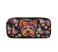 ATOurDealss Trousse à crayons durable pour enfants, fournitures scolaires, trousse à crayons pour enfants, imprimé vache de la ferme, Chien Yorkshire floral, Taille unique, Trousse à crayons