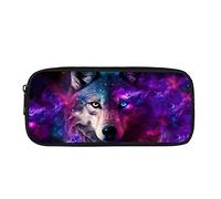 ATOurDealss Trousse à crayons Galaxy Wolf pour filles et garçons de 4 à 8 ans, 9 à 13 ans, 10 à 12 ans, grande capacité avec fermeture éclair, trousse à crayons pour adultes, porte-monnaie, Cool