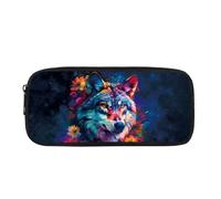 ATOurDealss Trousse à crayons légère avec imprimé chien pour filles, écoliers, garçons, Loup coloré., Taille unique, Trousse à crayons