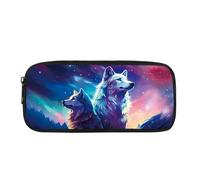 ATOurDealss Trousse à crayons loup pour enfants et filles, grande capacité pour bureau, jolie trousse à crayons pour anniversaire, rentrée scolaire, collège, Loups galaxie, Taille unique, Trousse à