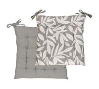 Atout Ciel Galette de Chaise carrée Bicolore 40x40cm, Gris imprimé/uni