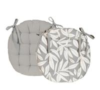 Atout Ciel Galette de Chaise Ronde Bicolore D. 40cm, Gris imprimé/uni