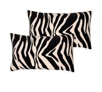 Atout Ciel Lot de 2 Coussins Garnis Motif zèbre, 30x50cm, Noir