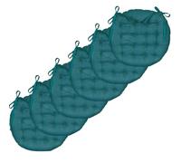 Atout Ciel Lot de 6 Galettes de Chaise Rondes Bicolores D.40cm, Bleu Canard/Moutarde