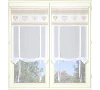 Atout Ciel Paire de Stores en Voilage réglables avec Parement imprimé et Passe-Tringle prêts à Poser, 2X 60x160cm, Beige